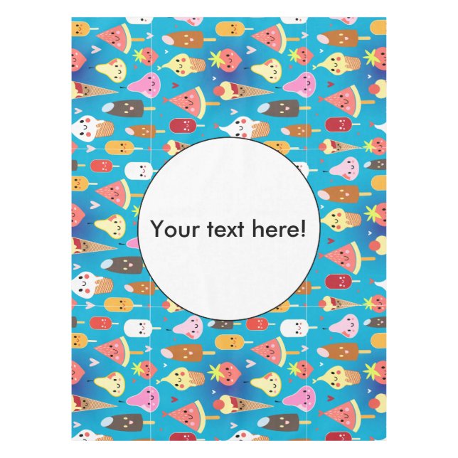 Toalha De Mesa Clipart de caracteres de comida cúbica (Frente)
