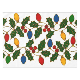 Toalha De Mesa Cloisonne Art Christmas Lights and Holly
