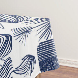 Toalha De Mesa Coágulo Tribal de Caribe Negrito: Branco, Azul Mar