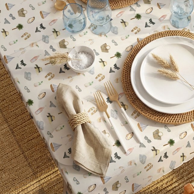 Toalha De Mesa Coastal Summer Getaway - Neutral Pattern (Criador carregado)