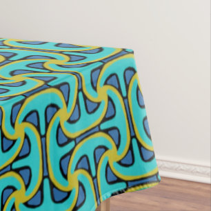 Toalha De Mesa Cobertura Jimette Desenho amarelo preto e turquesa