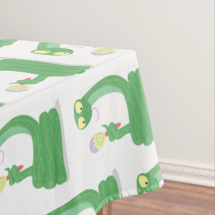 Toalha De Mesa Cobra verde engraçado com desenhos de maraca