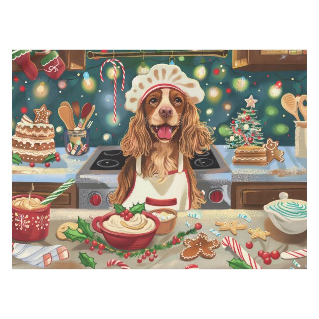 Toalha De Mesa Cocker Spaniel Confeitaria de Feriado: Natal Festi (Frente (Horizontal))