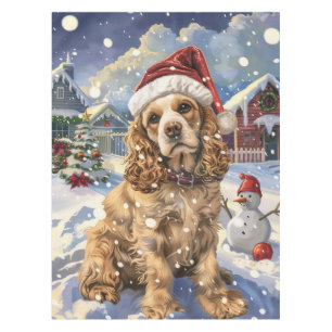 Toalha De Mesa Cocker Spaniel Winter Wonderland Joy