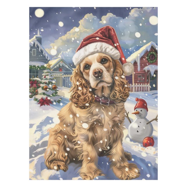 Toalha De Mesa Cocker Spaniel Winter Wonderland Joy (Frente)