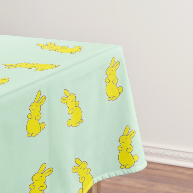 Toalha De Mesa Coelhinhos amarelos felizes no chalé (Posição Original)
