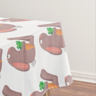 Toalha De Mesa Coelho bonito sentado com desenho de cenoura
