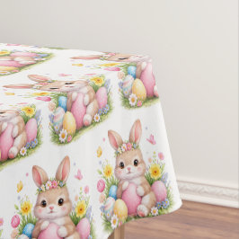 Toalha De Mesa Coelho da Páscoa Vintage Pink Aquarela