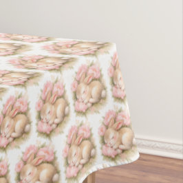 Toalha De Mesa Coelho da Páscoa Vintage Rosa Choque Aquarela
