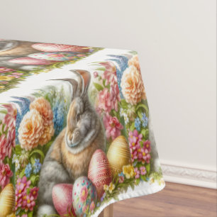 Toalha De Mesa Coelho de Páscoa Vintage Floral de Primavera