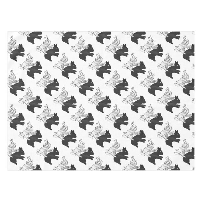 Toalha De Mesa Coelho Silhouette Mão (Frente (Horizontal))