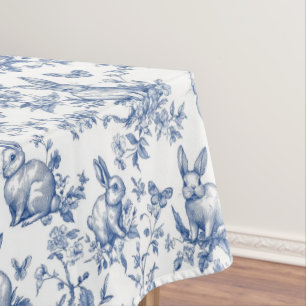 Toalha De Mesa Coelhos Franceses Toile Azul Doce Bunny