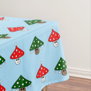 Toalha De Mesa Cogumelos Festivos Azuis