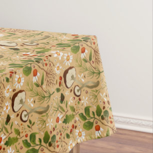 Toalha De Mesa Cogumelos, Flores e Folhagens
