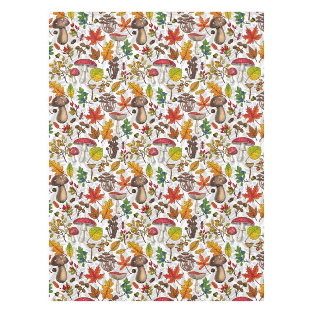Toalha De Mesa Cogumelos, folhas, loucos e bagas de outono (Frente)