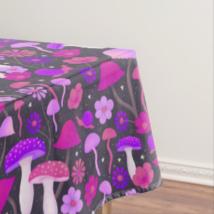 Toalha De Mesa Cogumelos Psicodélicos e Rosa Floral, Púrpura, Pre
