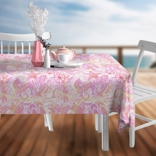 Toalha De Mesa Colagem de praia náutica, rosa-quente, ID840