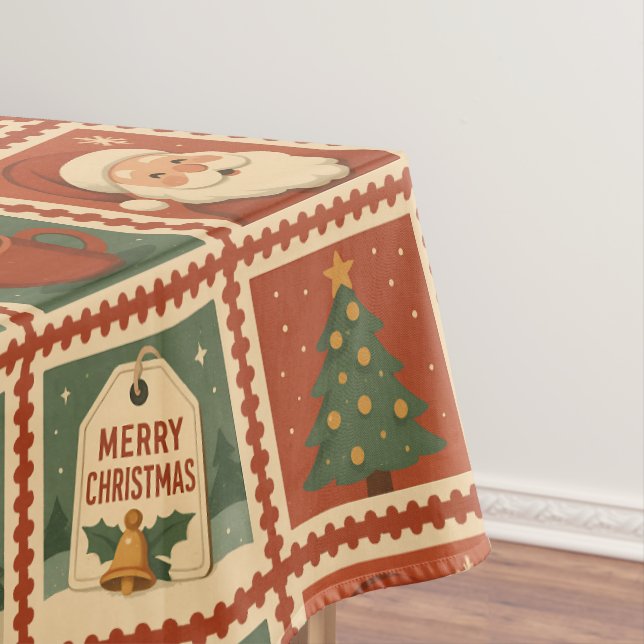 Toalha De Mesa Colagem do Carimbo de Natal Retroativo (Posição Original)