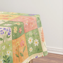 Toalha De Mesa Colcha Verde e Laranja Boho Rústico Floral Patchwo