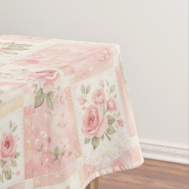 Toalha De Mesa Colcha Xadrez Floral Rosa Rústico Feminino