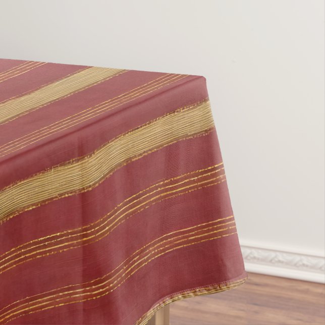 Toalha De Mesa Coleção Dourada Linen de Luxury Trendy Burgundy (Posição Original)