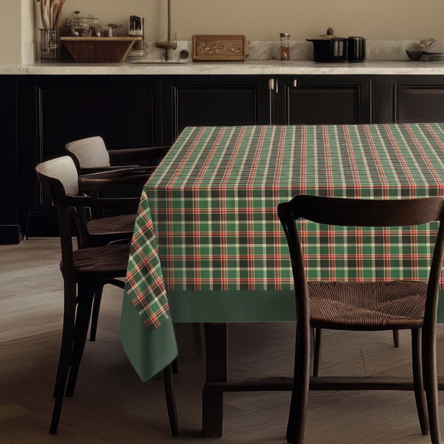 Toalha De Mesa Coleta Festiva Clássica Vermelha Verde Tartan Fest (Classic Red Green Tartan Festive Holiday Gathering Tablecloth)