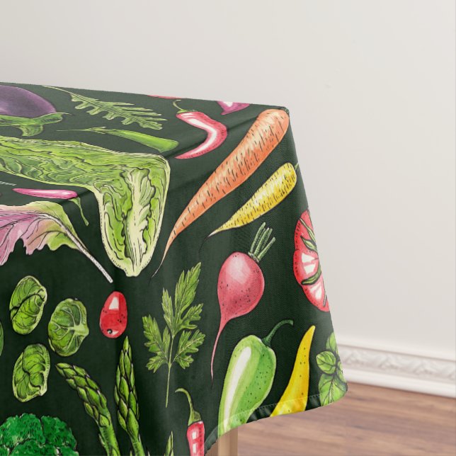 Toalha De Mesa Colheita de hortas e herbáceas em preto (Posição Original)