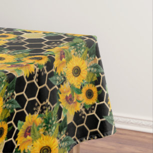 Toalha De Mesa Colmeia de Abelha Girassol Favo de Mel Dourado