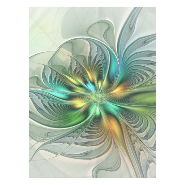 Toalha De Mesa Colorful Fantasy Modern Abstract Flower Fractal (Frente)