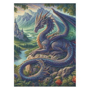 Toalha De Mesa Colorida, castelo Dragão Medieval