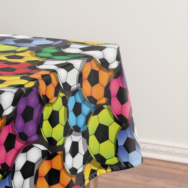 Toalha De Mesa Colorida Soccer Balls Design Tablecloth (Posição Original)