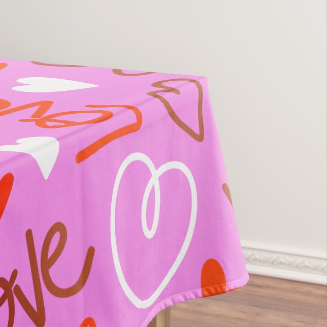 Toalha de Mesa com Corações de Amor Rabiscados (Posição Original)