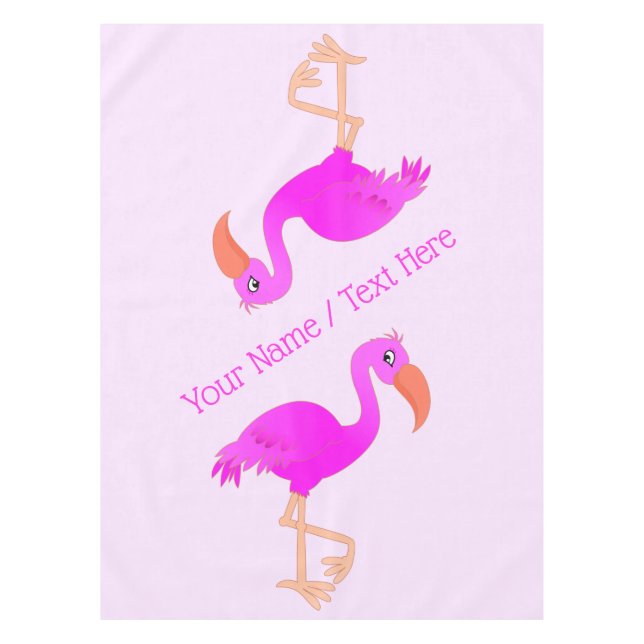 Toalha de mesa com Flamingo Rosa e Texto Personali (Frente)
