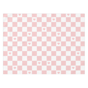 Toalha de mesa com fundo de xadrez rosa
