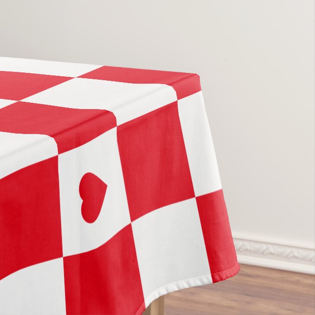 Toalha de mesa com fundo de xadrez vermelho (Posição Original)