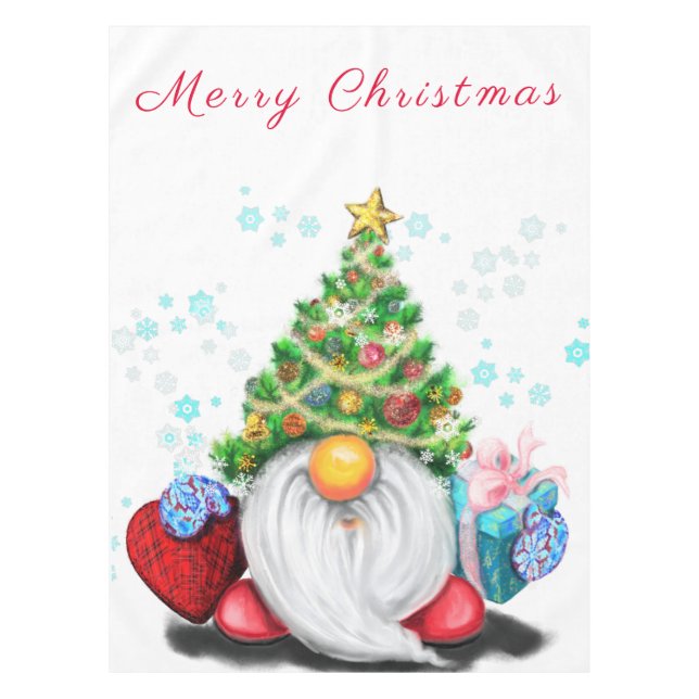 Toalha de mesa com Gnome de Natal (Frente)