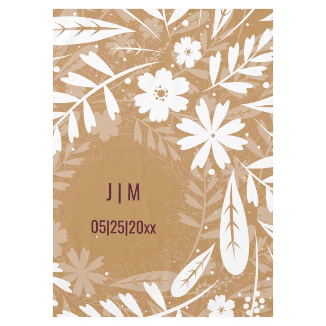 Toalha de Mesa com Monograma Personalizado Marrom  (Frente)