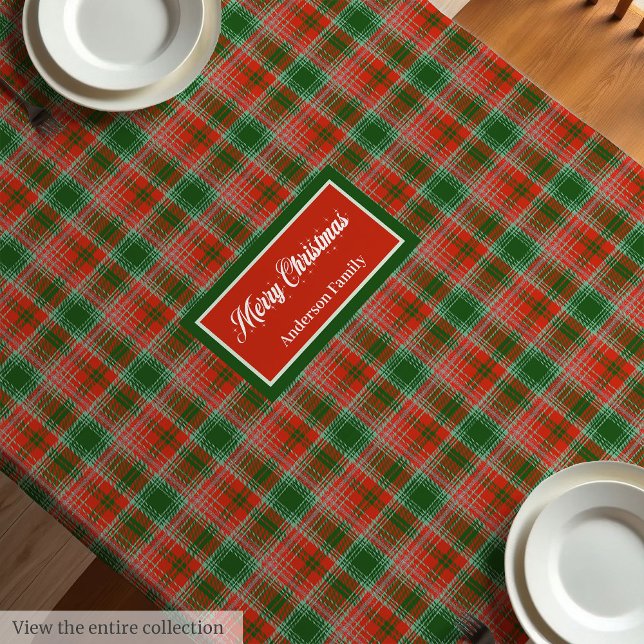 Toalha de Mesa com Nome Personalizado Olhar de Nat (Custom Name Tablecloth Traditional Christmas Look)