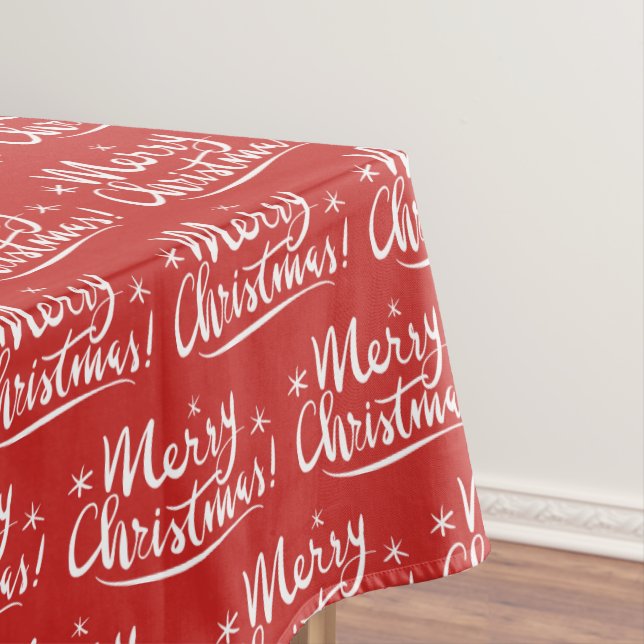 Toalha de mesa com padrão Alegre Natal vermelho e  (Posição Original)