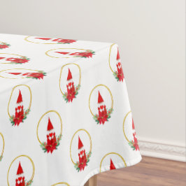 Toalha de mesa com padrão de gnomo fofo e grinalda