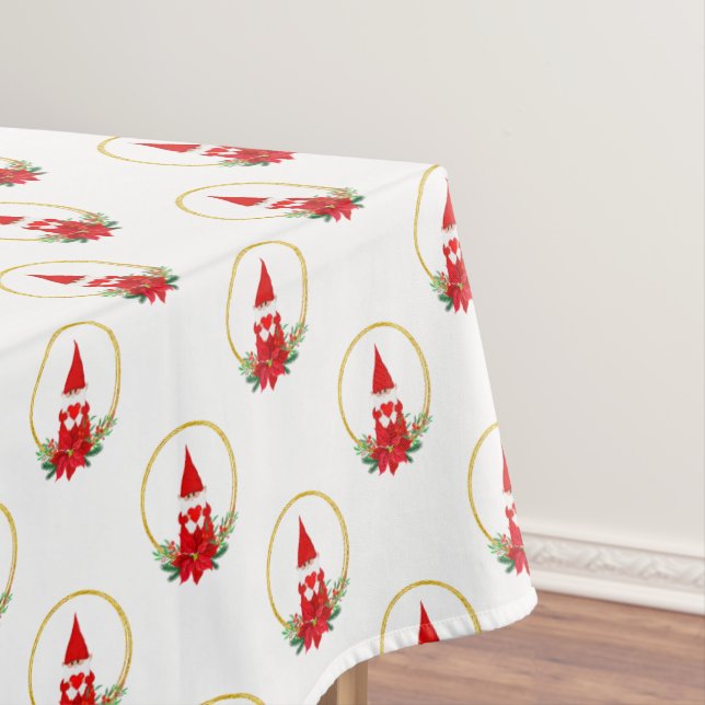 Toalha de mesa com padrão de gnomo fofo e grinalda (Posição Original)