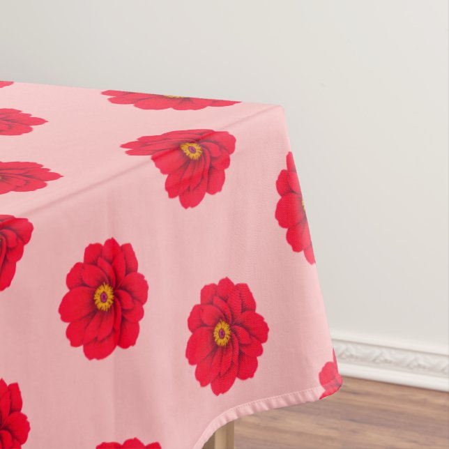 Toalha de Mesa com Padrão Flor Vermelha Sem Costur (Posição Original)