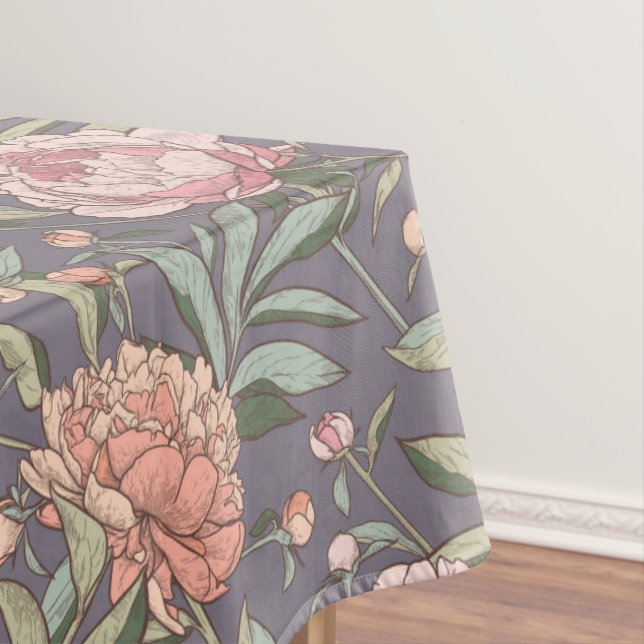Toalha de mesa com padrão floral rosa, pêssego e c (Posição Original)