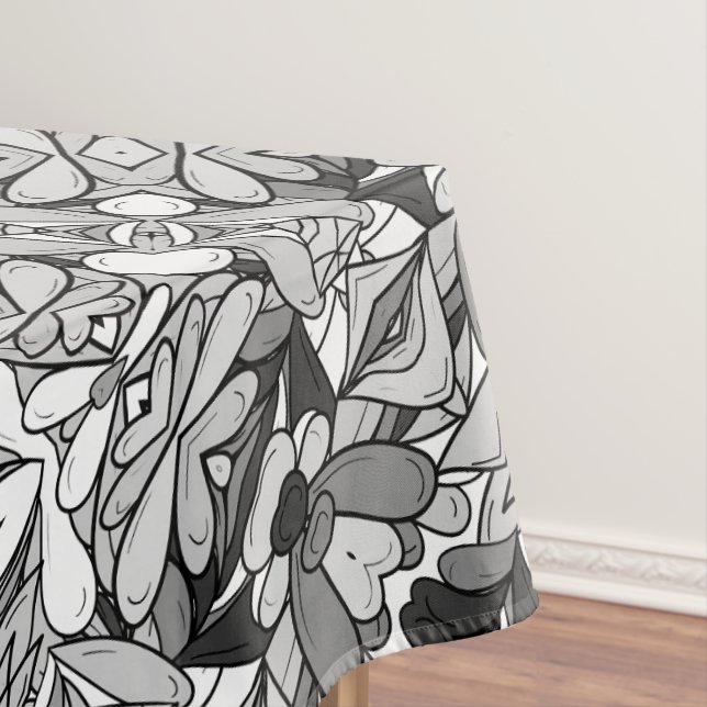 Toalha de mesa com padrão preto e branco para deco (Posição Original)