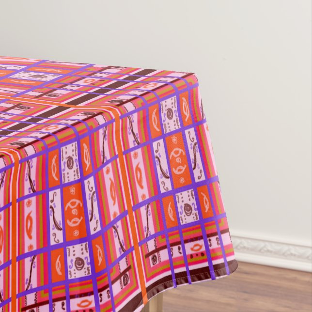 toalha de mesa com padrão xadrez curvo de poder fe (Posição Original)