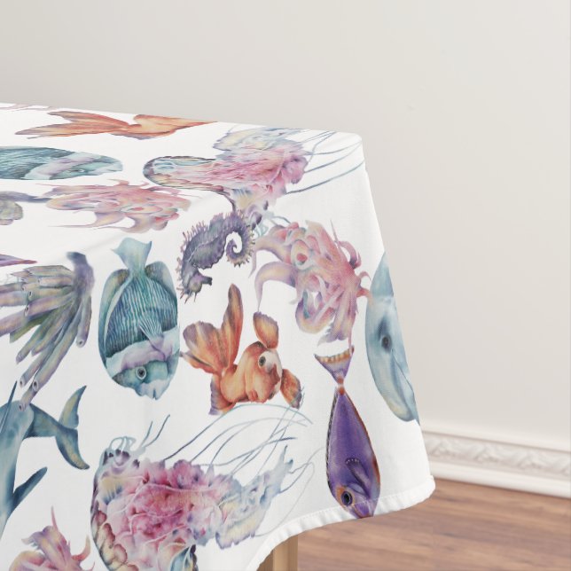 Toalha De Mesa Composição de Aquarela Subaquático Série Design 2 (Posição Original)