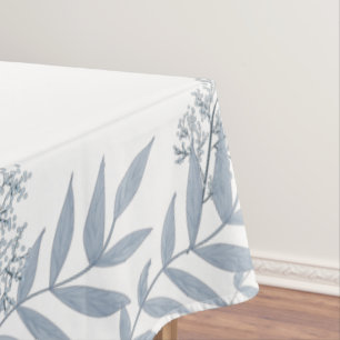 Toalha De Mesa Comprimido Botânico de Casamento Azul Dusty