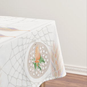Toalha De Mesa Comprimido de cor laranja e branca