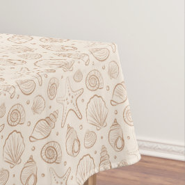 Toalha De Mesa Concha Marítima Náutica Boho Praia Neutro Creme