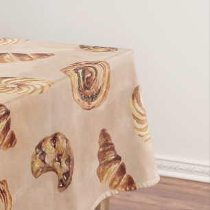 Toalha De Mesa Confeitaria com Watercolor Patisserie Comida Brunc